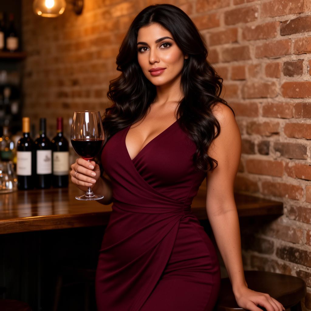 An AI image portrait of a brunette woman with short hair, brown eyes and tattoos, looking confident