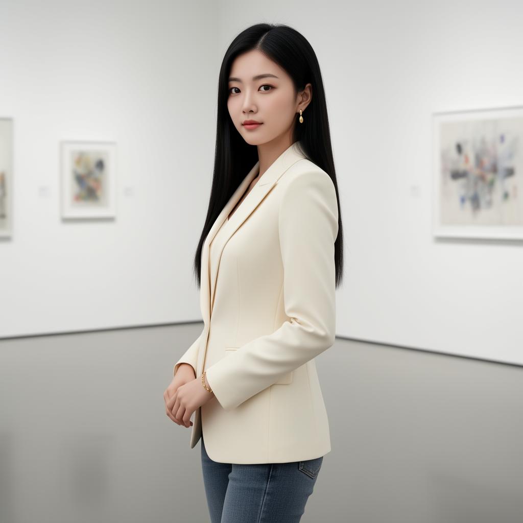 An AI image portrait of a blonde woman with long curly hair and blue eyes, smiling at the camera